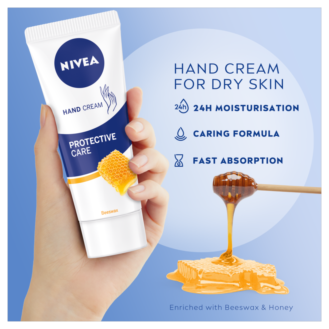 NIVEA PROTECTIVE CARE BEESWAX HAND CREAM 75ML